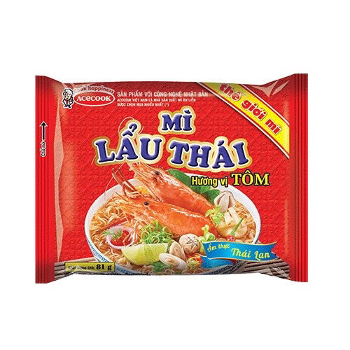 越南方便面Mi lau thai冬阴功汤acecook火锅虾面80g泡面速食面 粮油调味/速食/干货/烘焙 冲泡方便面/拉面/面皮 原图主图