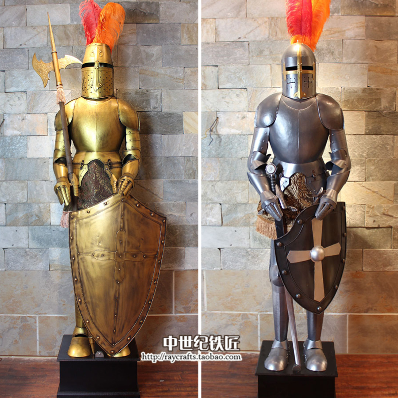 欧式酒吧骑士摆件/中世纪盔甲铁人雕塑/古罗马武士摆设/2m特价