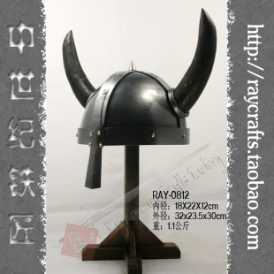 欧式头盔可穿戴 维京海盗COS 欧洲中世纪 盔甲武士西餐厅酒吧装饰