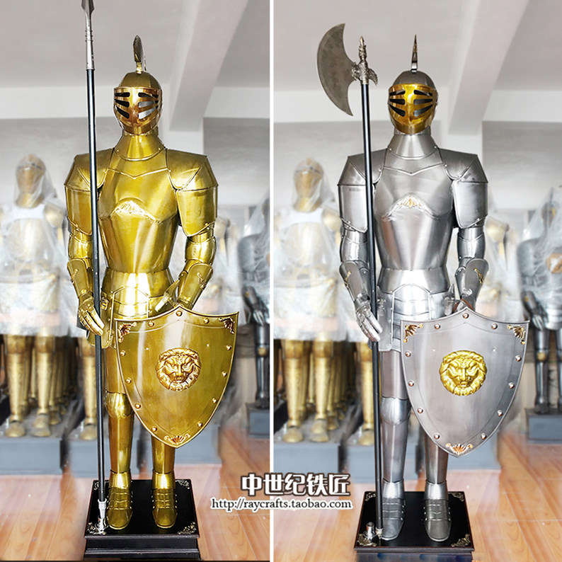 中世纪盔甲武士欧洲真人欧式兵人罗马骑士铠甲摆饰酒吧家居摆设2m