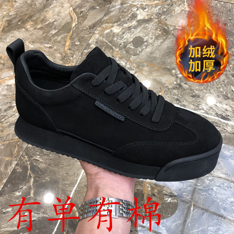 秋冬黑色真皮系带软底透气复古小众低帮德训鞋潮流百搭磨砂皮皮鞋