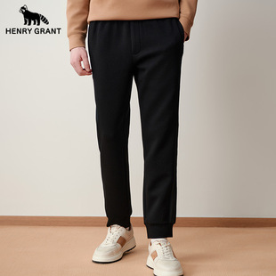 百搭舒适九分长裤 亨利格兰小熊猫秋冬新品 男运动休闲束脚弹力卫裤