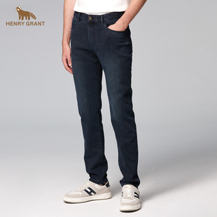 英伦休闲美式 男士 复古风牛仔裤 朋克修身 亨利格兰秋季 百搭长裤 新品