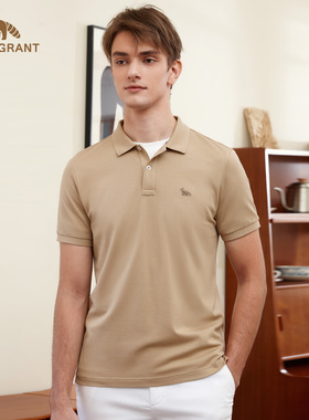 亨利格兰小熊猫男装 夏季新款休闲简约清凉多彩短袖T恤翻领polo衫