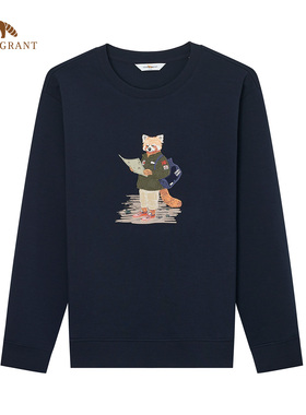 亨利格兰动物卡通长袖T恤男士2026春季新款潮流休闲百搭圆领卫衣