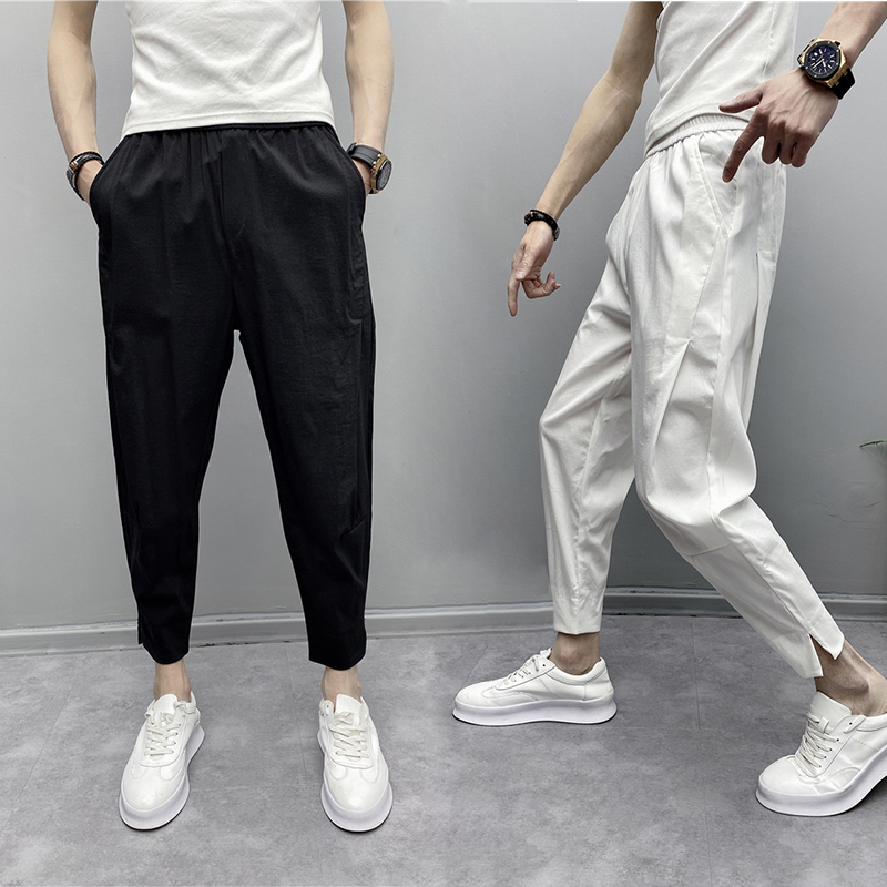 春秋宽松直筒百搭韩版纯色九分裤