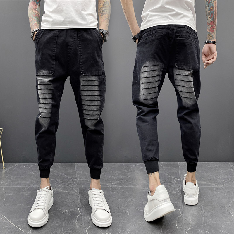 网红同款修身裤子男男哈伦束脚