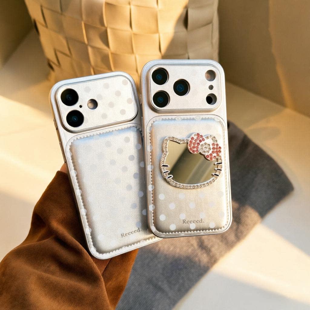 波点HelloKitty适用苹果17promax手机壳iPhone17pro水钻镜子皮质16pro精孔镜头全包相机键15保护套防摔可爱女