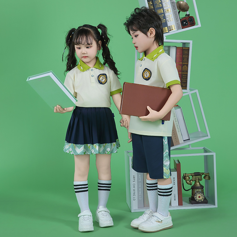 幼儿园园服夏季新品小学生校服六一演出服毕业拍照绿色班服四件套
