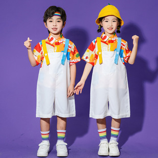 六一儿童表演服装幼儿园可爱衬衫新款背带裤舞蹈服男童女童演出服
