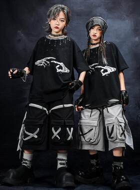 少儿街舞服装嘻哈儿童潮服男童酷帅手指舞蹈服套装女童走秀演出服
