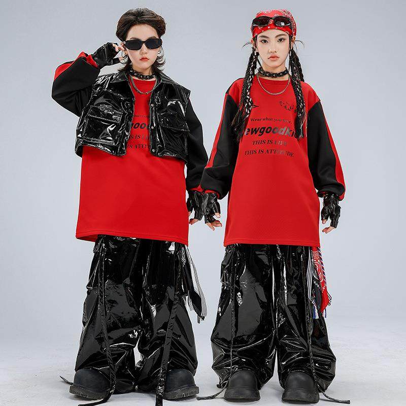 儿童街舞潮服嘻哈男童黑皮裤表演服套装hiphop女童潮装元旦演出服,童装/婴儿装/亲子装,儿童演出服,淘宝优惠券,粉丝福利购,淘宝优惠卷