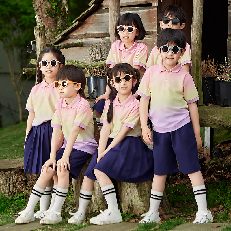 儿.童运动会校服夏季1年级小学生班服套装学院风渐变色幼儿园园服