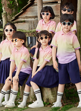 儿.童运动会校服夏季1年级小学生班服套装学院风渐变色幼儿园园服