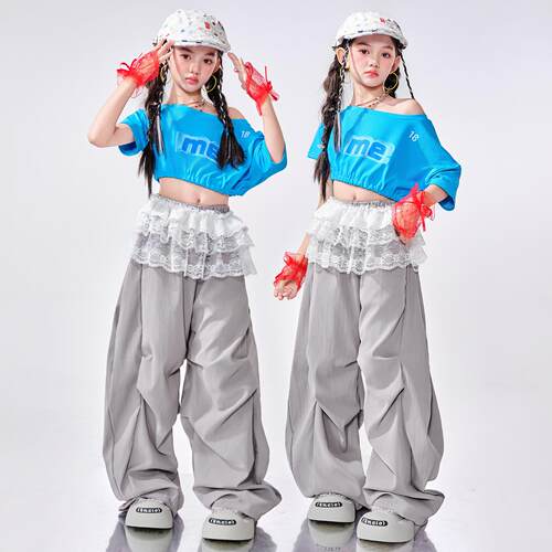 爵士舞女童服装夏女团甜酷风jazz街舞走秀时髦潮酷表演少儿演出服