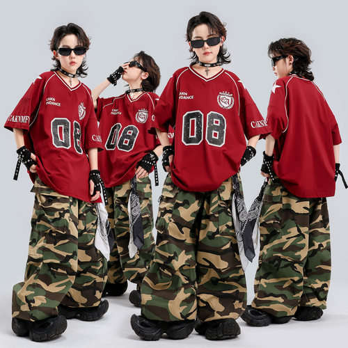 街舞儿童潮服嘻哈少儿hiphop潮牌童装酷帅男童架子鼓演出服女童夏