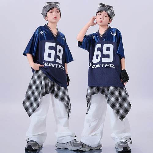 六一儿童街舞潮服男童嘻哈hiphop演出服少儿夏季表演服炸街潮炫酷