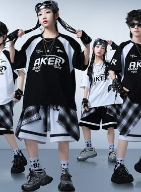 儿童街舞服装男生嘻哈帅气hiphop表演套装女孩个性爵士舞演出潮服