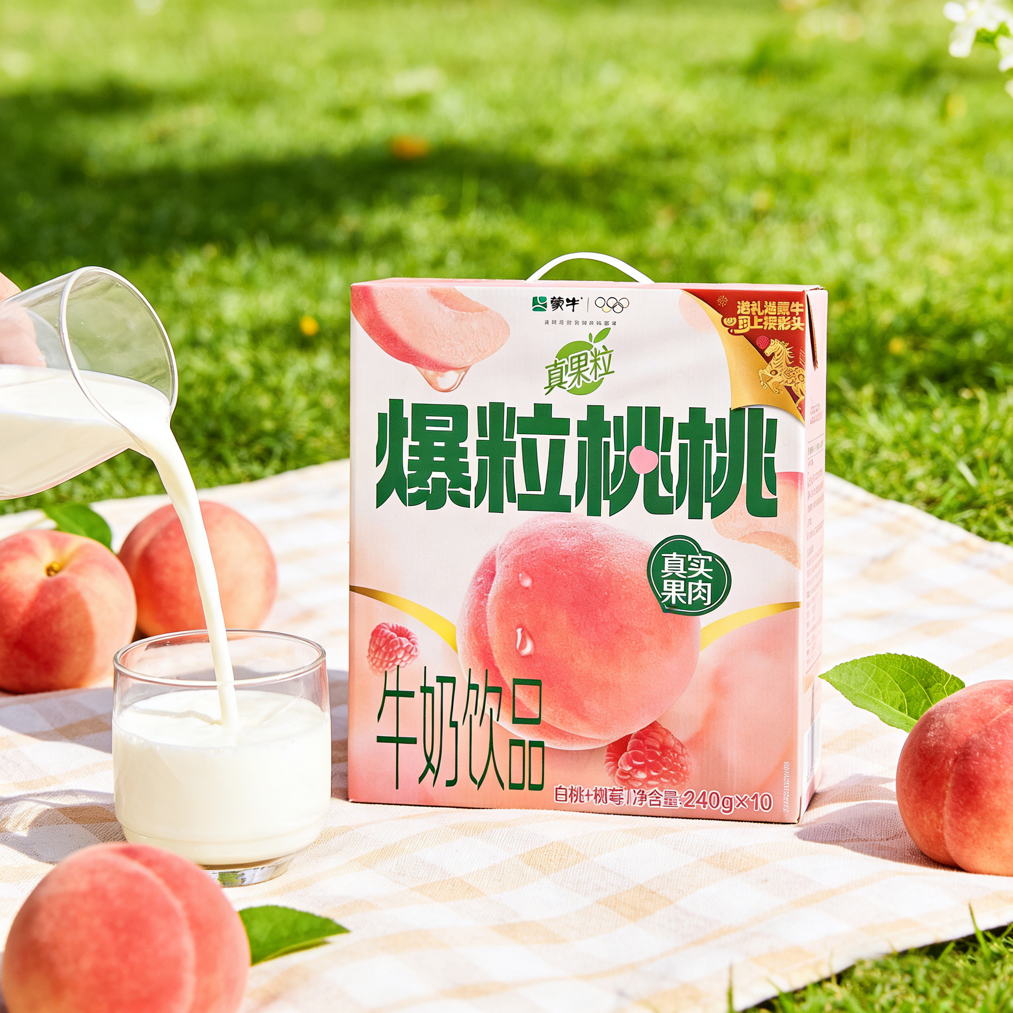 3月蒙牛真果粒爆粒桃桃白桃树莓240g*10盒高端缤纷系列牛奶饮品