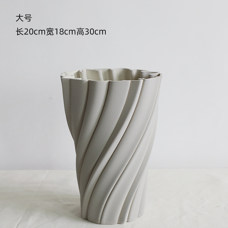 打印灰色简约现代陶瓷工艺品创意插花器花瓶摆件家居软装饰品