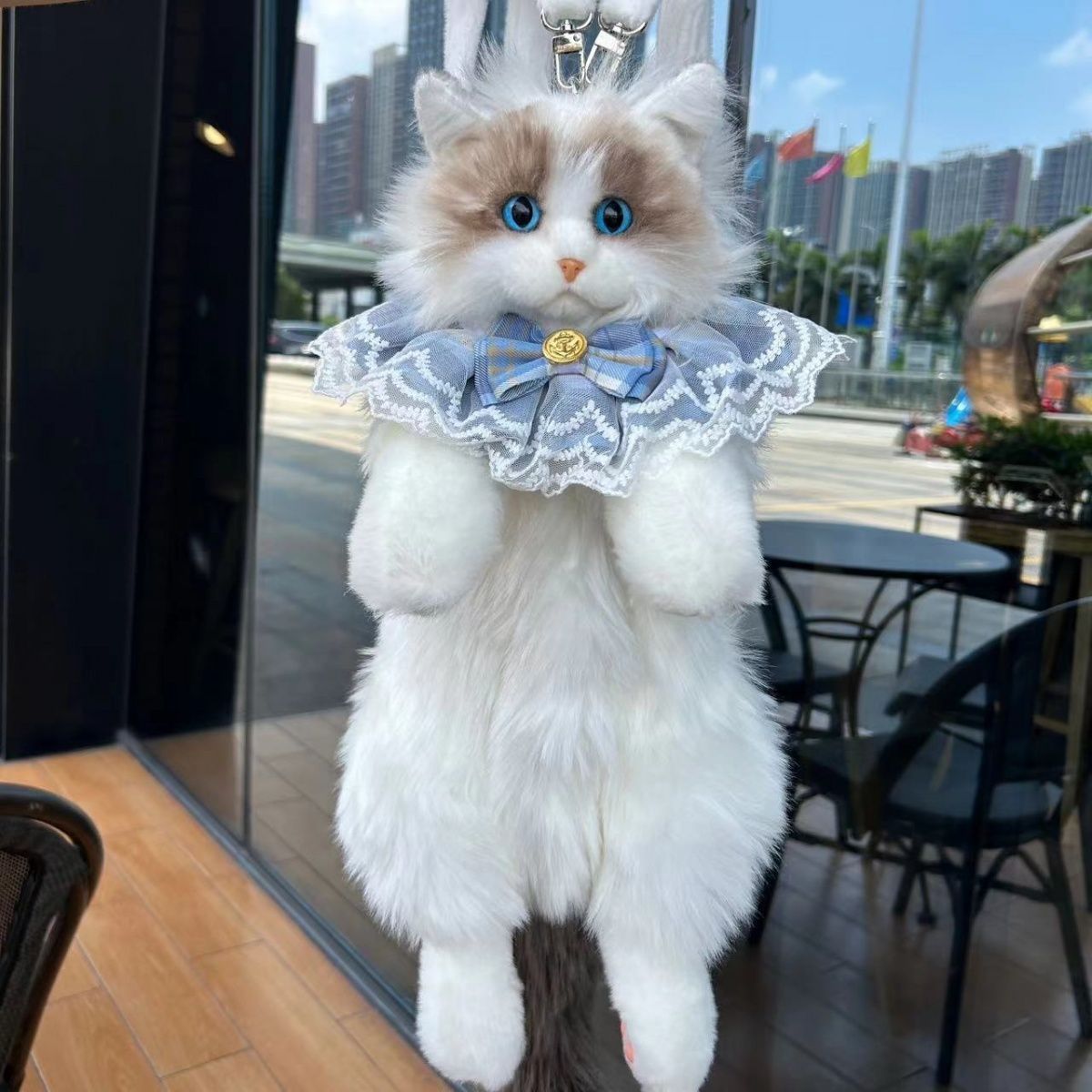 布偶猫背包发声仿真猫咪公仔三花猫玩偶卡通毛绒包包图片