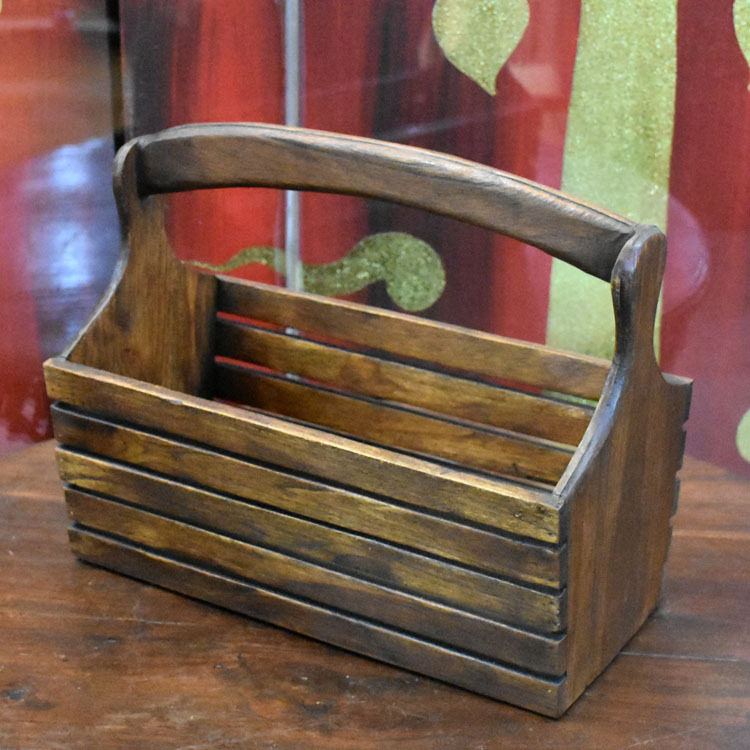 泰国新品实木创意花篮水果篮田园风木雕工艺品家居餐厅厨房篮子