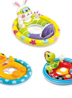 INTEX59570乌龟小黄鸭兔子婴幼儿童游泳圈宝宝充气坐圈卡通救生圈