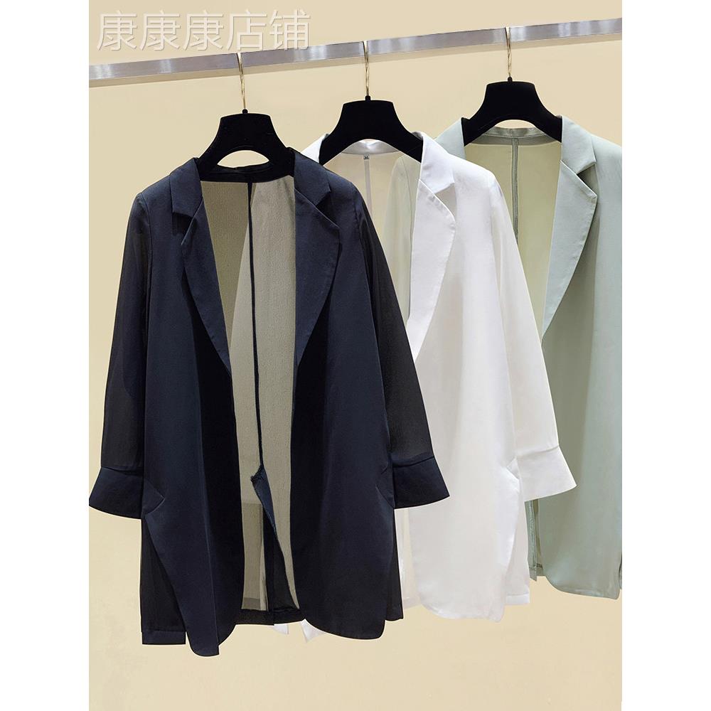 雪纺西装外套女2025夏季新款韩版宽松中长款洋气薄款披肩西服上衣