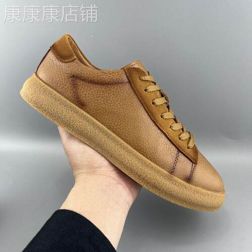 IT ins潮牌休闲皮鞋男士秋季复古美拉德头层牛皮牛筋厚底运动板鞋
