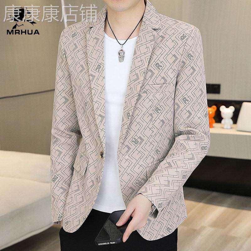 欧洲站男士小西装春秋季时尚轻奢休闲外套单西韩版修身痞帅上衣潮