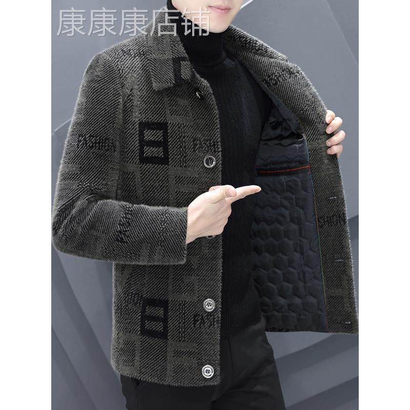 羊绒大衣男士秋冬季休闲短款加绒加厚西装中长款高端羊毛呢子外套