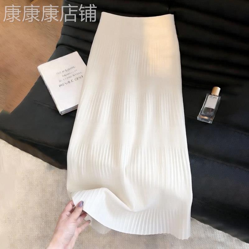 白色百褶半身裙女2026夏季新款高腰显瘦通勤温柔风气质百搭直筒裙