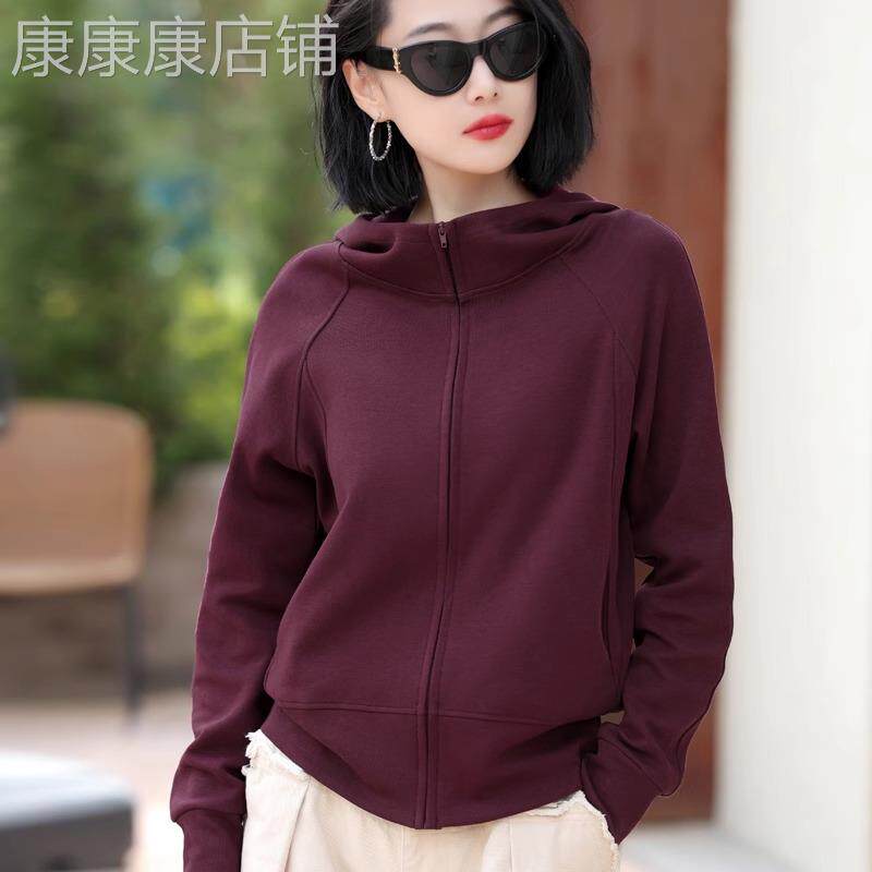 欧货安可拉红连帽卫衣女装春季大码胖mm加绒加厚宽松休闲开衫外套