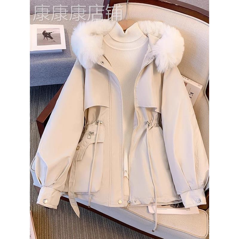 派克服女冬季加绒棉服2025年新款收腰显瘦小个子加厚棉衣棉袄外套