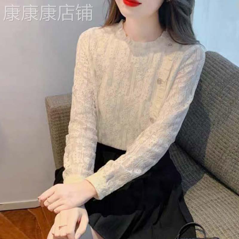 蕾丝打底衫女春秋季2025新款时尚洋派时髦小衬衫衣高级感内搭上衣
