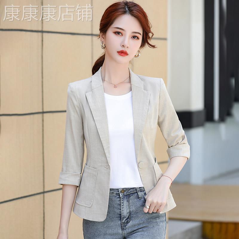 休闲半袖小西装外套女夏季新款高端百搭洋气女士中袖西服短外套薄