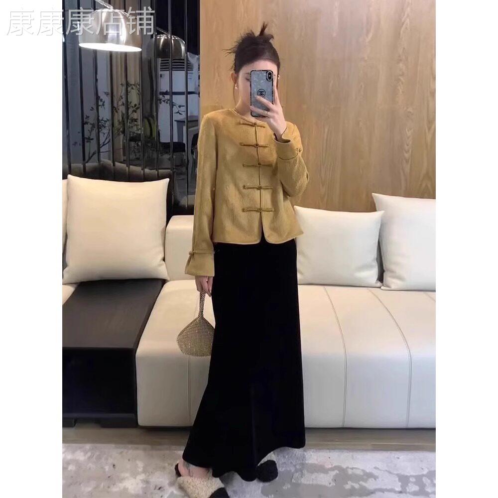 欧洲站秋季新款2025气质名媛国风新中式上衣减龄绝美时尚套装裙子