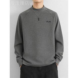 高端德绒打底衫男士秋冬季2025新款保暖内搭半高领长袖卫衣男款