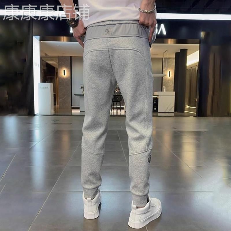 高端2025裤男士秋季新款简约拼接刺绣卫裤百搭修身显瘦束脚运动裤