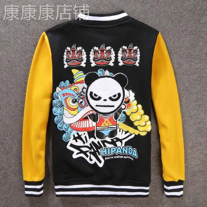 香港正品潮牌秋冬不死熊猫人棒球服男款加绒外套大码卫衣棒球衫女