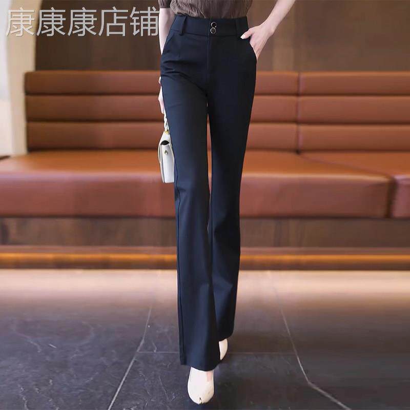 高腰喇叭裤女夏薄款西装裤2026新款女裤休闲长裤子修身黑色微喇裤