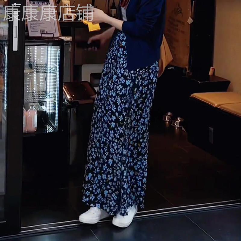 蓝色碎花半身裙女夏季2026新款复古百搭气质高腰显瘦宽松a字长裙