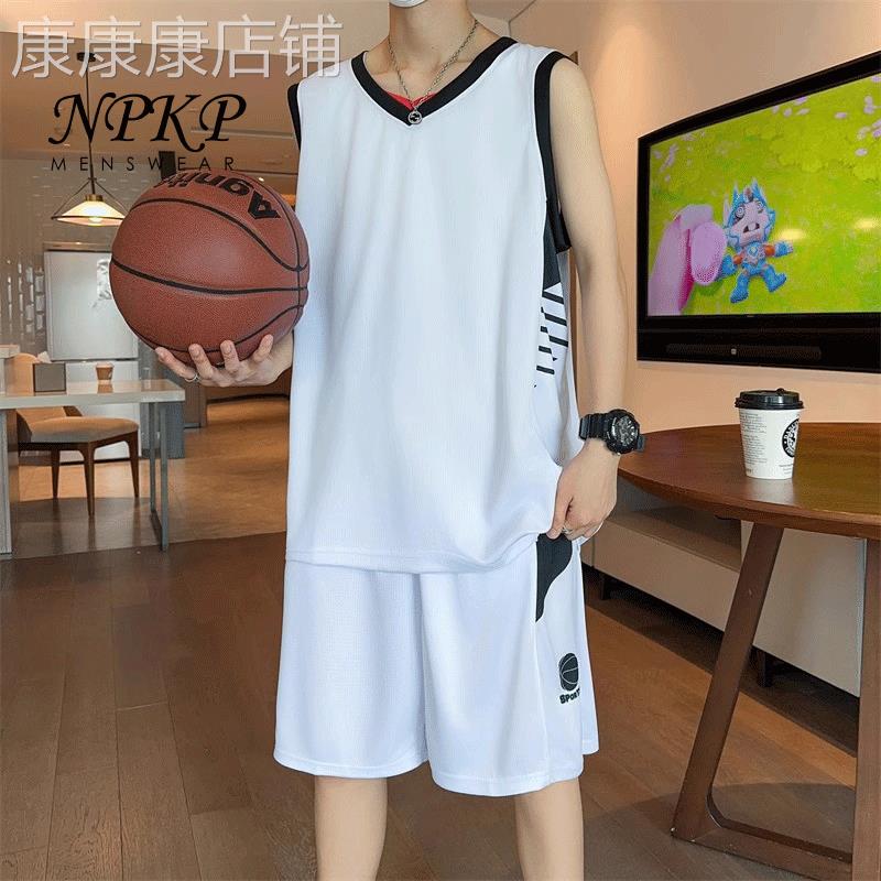 冰丝休闲运动套装男款夏季2025新款宽松速干背心短裤篮球服球衣
