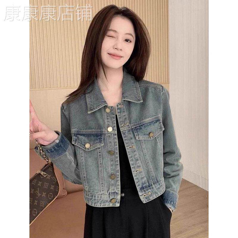 覆古牛仔外套女春秋欧货新款爆款小个子气质休闲宽松短款夹克上衣