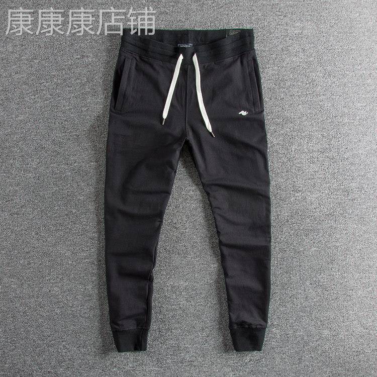 代购春夏薄款透气男士卫裤九分裤男黑色运动休闲小脚束脚裤潮牌