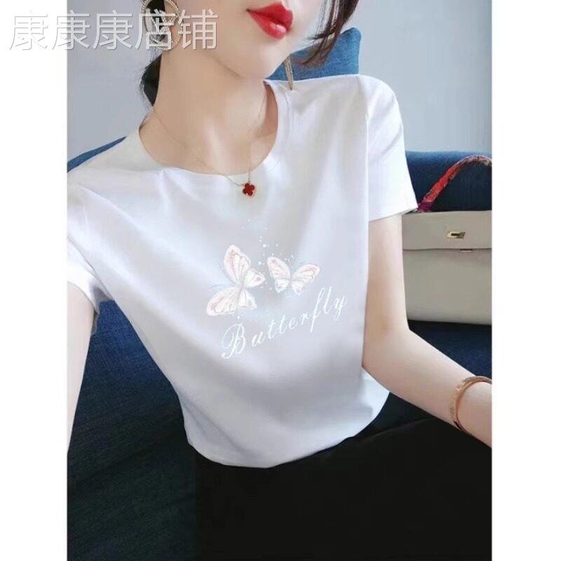 冰丝短袖T恤女夏季2026新款圆领宽松显瘦洋派高档透气雪纺衫上衣