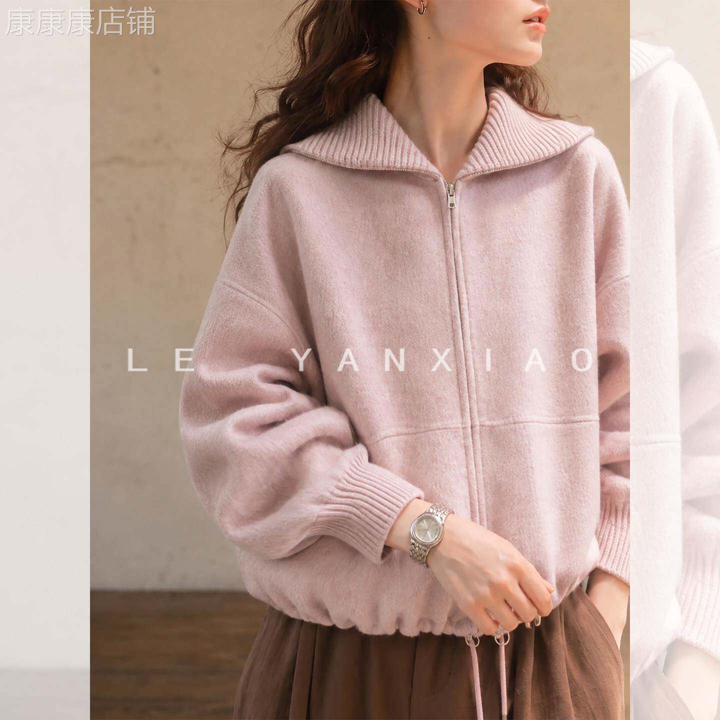 粉色连帽双面羊毛呢子大衣女2026冬设计感小个子短款廓形毛呢外套