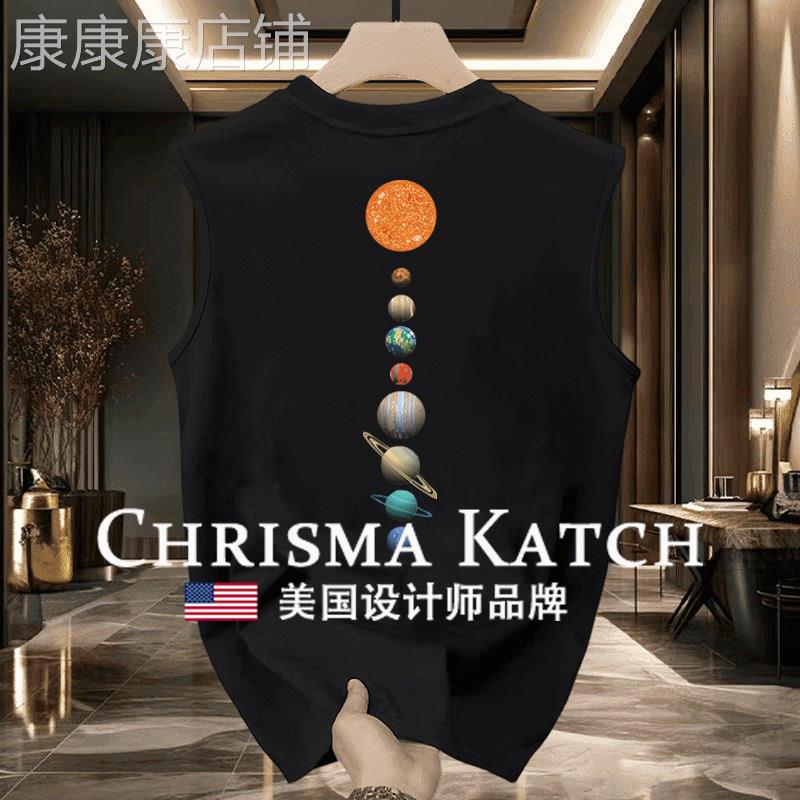 出口美国⭐Chrisma Katch~宽松美式背心男夏季潮印花无袖重磅坎肩