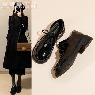香港真皮乐福鞋女2025春秋新款系带黑色JK洛丽塔软底单鞋小皮鞋子