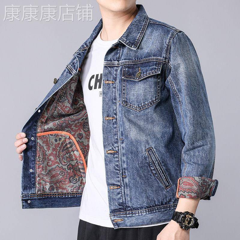 高端印花牛仔外套男春秋季覆古韩版夹克衫2025新款休闲男士外套潮